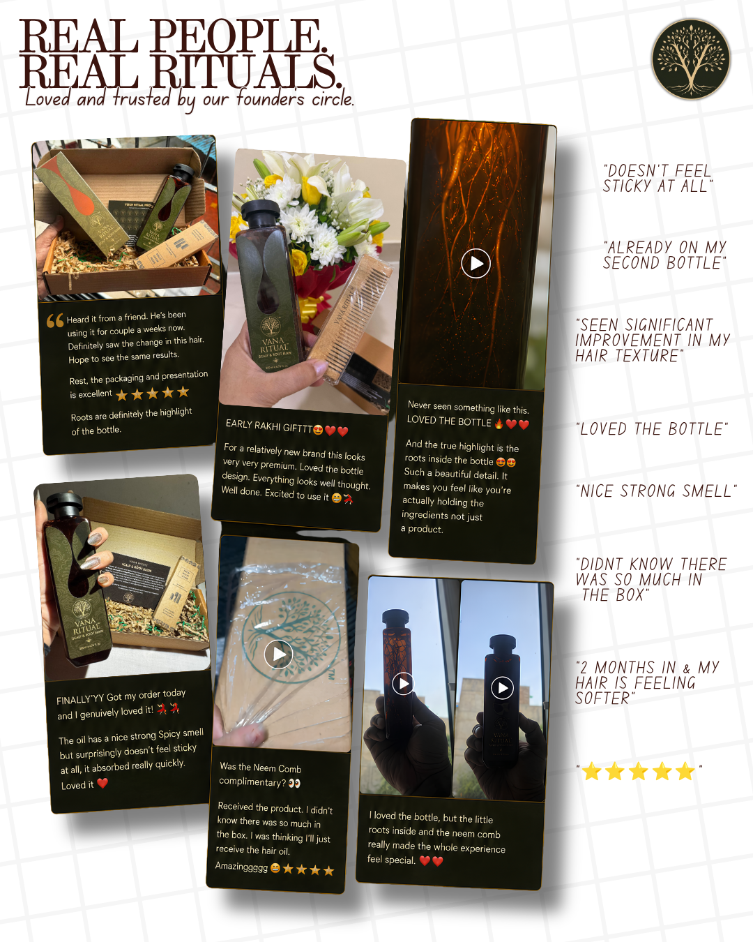 Real customer testimonials for Vana Ritual Scalp & Root Elixir