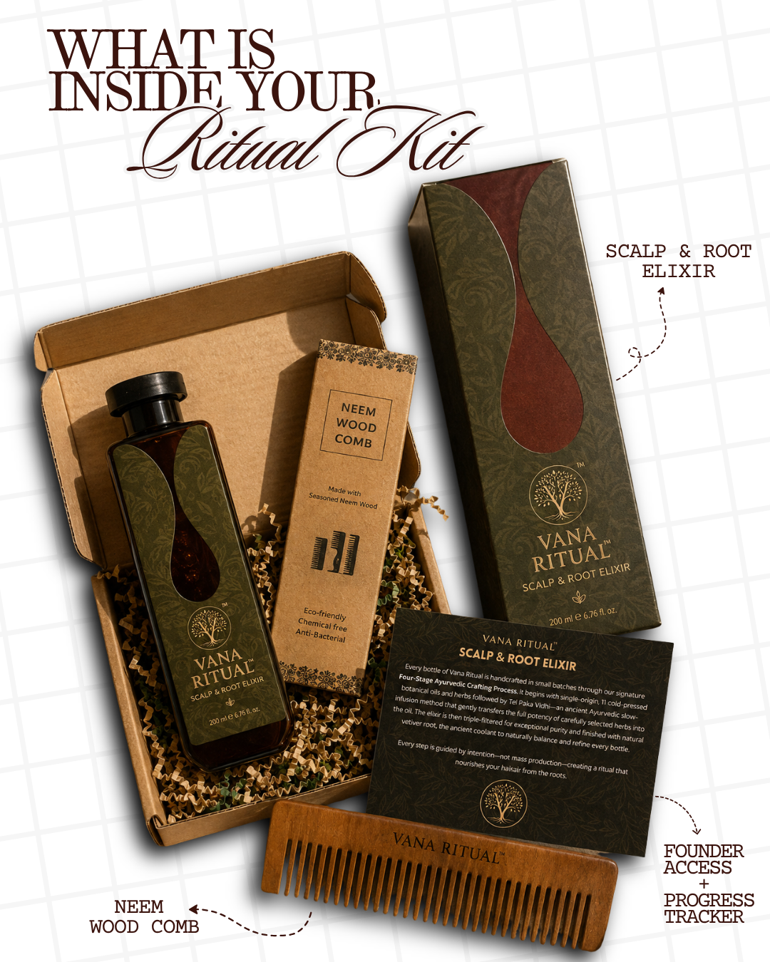 Vana Ritual Scalp & Root Elixir complete ritual kit contents
